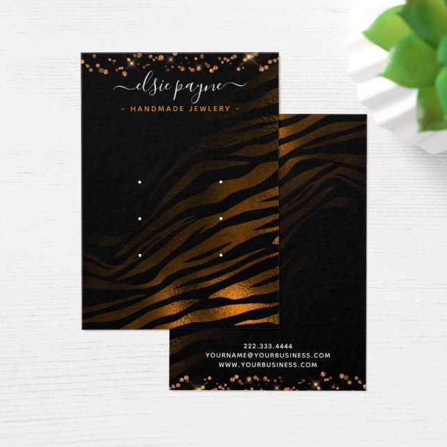 Chic Rose Gold & Black Earring Display Card (Desk)