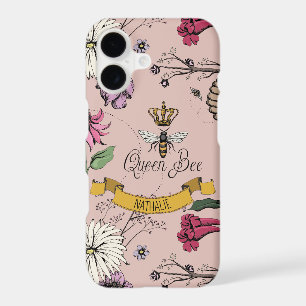 Chic Rose Gold, Black & Gold Queen Bee & Crown