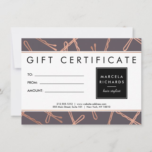 Chic Rose Gold Bobby Pins Hair Stylist Grey Gift (Front)