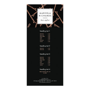 Chic Rose Gold Bobby Pins Hair Stylist Salon Black Rack Card
