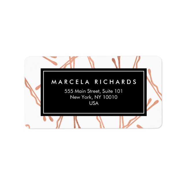 Chic Rose Gold Bobby Pins Hair Stylist Salon Label (Front)