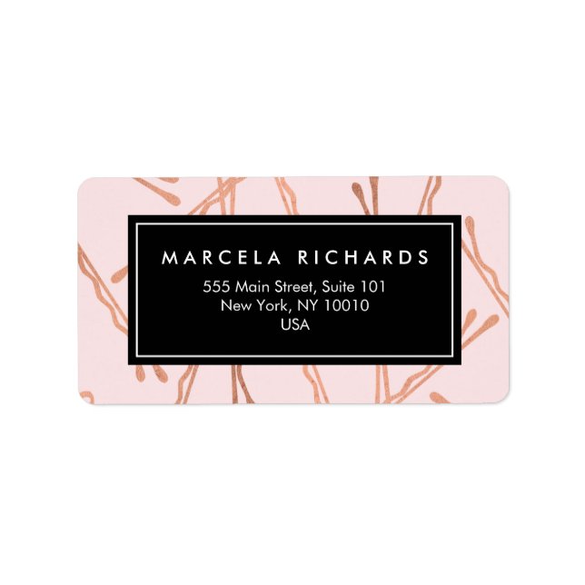 Chic Rose Gold Bobby Pins Hair Stylist Salon Pink Label (Front)