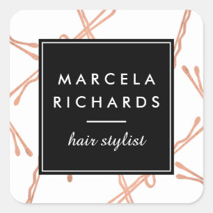 Chic Rose Gold Bobby Pins Hair Stylist Salon Square Sticker