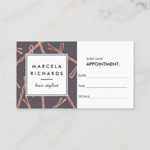 Chic Rose Gold Bobby Pins on Grey Appointment Card