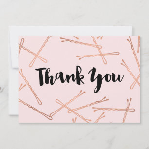 Chic Rose Gold Bobby Pins Pink Thank You Card