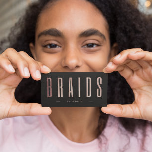 Chic Rose Gold Braids  Business Card
