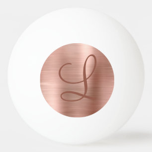 Chic Rose Gold Brushed Metal Monogram Initial Ping Pong Ball