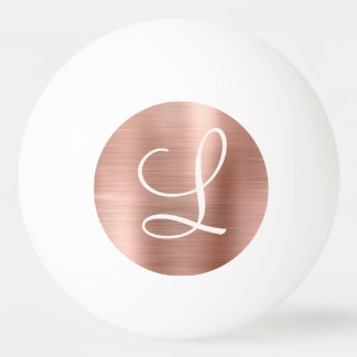 Chic Rose Gold Brushed Metal Pink Monogram Ping Pong Ball