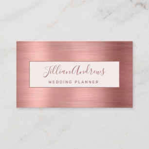 Chic Rose Gold Brushed Metal Script Professional Business Card