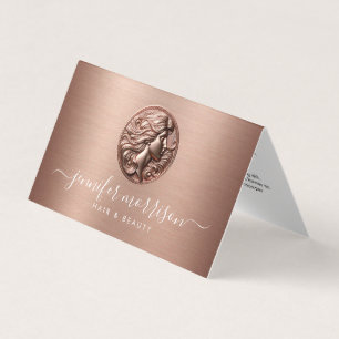 Chic Rose Gold Cameo Beauty, Hair, Skincare Business Card