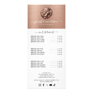 Chic Rose Gold Cameo Beauty, Hair, Skincare Rack Card