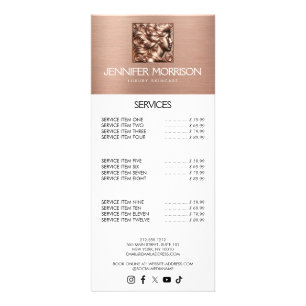 Chic Rose Gold Cameo Logo Beauty, Hair, Skincare Rack Card