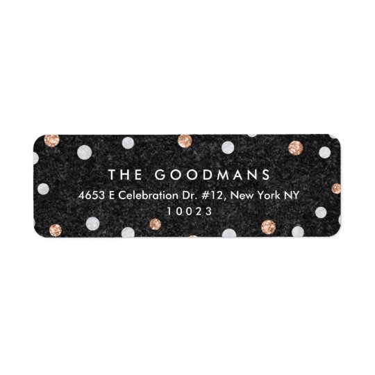 Chic Rose Gold Confetti Dots Return Address Labels