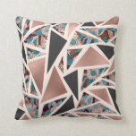 Chic Rose Gold Copper Teal Black Floral Geometric Cushion<br><div class="desc">This chic and modern geometric design is perfect for the trendy and stylish woman. It features faux rose gold, copper, teal green, black, and blush pink colour block and floral pattern geo design. It's elegant, pretty, and contemporary for the unique and fashionable woman. ***IMPORTANT DESIGN NOTE: For any custom design...</div>