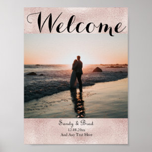 Chic Rose Gold Custom Photo  Save the Date Wedding Poster