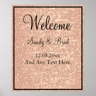 Chic Rose Gold Custom  Welcome Wedding  Poster