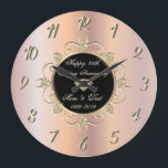 Chic Rose Gold Diamonds 50 Wedding Anniversary Large Clock<br><div class="desc">Elegant gold diamonds wedding anniversary clock.</div>