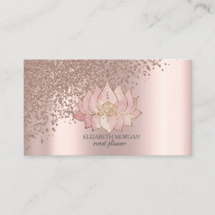  Chic Rose Gold Diamonds Lotus Business Card