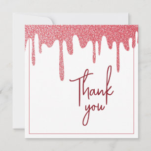 Chic Rose Gold Drip Glitter Sweet 16 Birthday Thank You Card