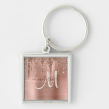 Chic Rose Gold Dripping Glitter Brushed Metal Glam