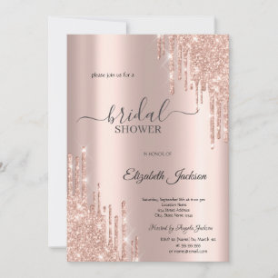 Chic Rose Gold  Drips Bridal Shower Invitation