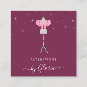 Chic Rose Gold Fashion Pink Mannequin Tailor Girly Square Business Card