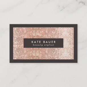 Chic Rose Gold Faux Sequin Beauty Salon Business Card