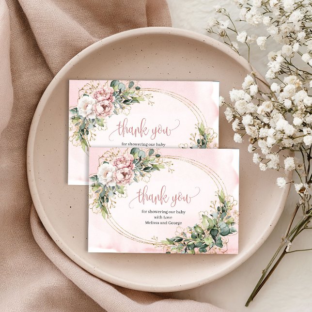 Chic Rose Gold Floral Greenery Thank You Card (Chic Rose Gold Floral Greenery Thank You Card)