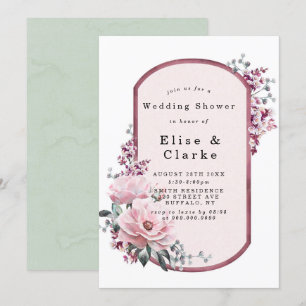 Chic Rose Gold Floral Wedding Shower Invitations