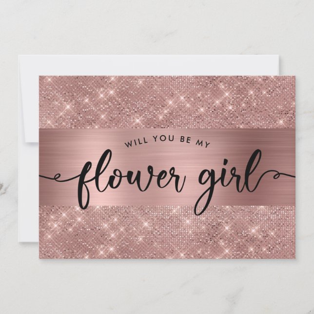 Chic Rose Gold Flower Girl Proposal Invitation (Front)