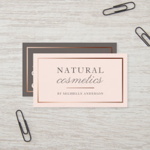 Chic Rose Gold Foil & Blush Pink Natural Cosmetics Business Card