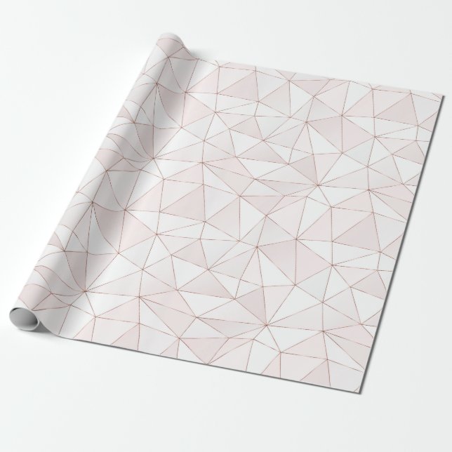 Chic Rose Gold Foil Geometric Abstract Pattern Wrapping Paper (Unrolled)