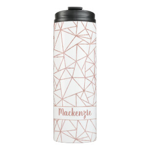 Chic Rose Gold Foil Geometric Name or Monogram Thermal Tumbler
