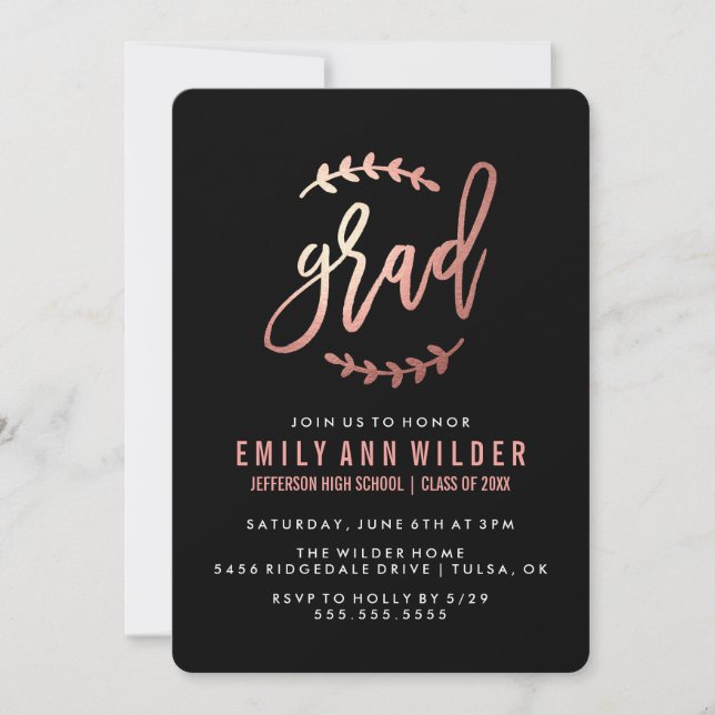 Chic Rose Gold Foil | Graduation Party Invitation (Front)