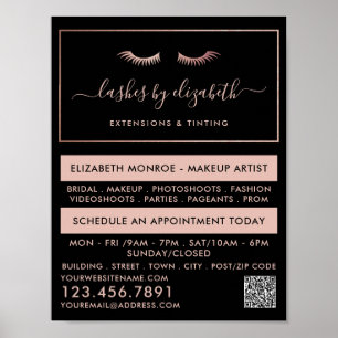 Chic Rose Gold Foil Lashes Beauty Makeup Artist Poster