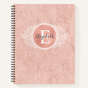 Chic Rose Gold Foil Monogram Name Spiral Notebook