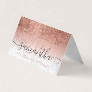 chic rose gold foil ombre marble eye aftercare business card