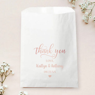 Chic Rose Gold Foil Wedding Thank You Favour Bags