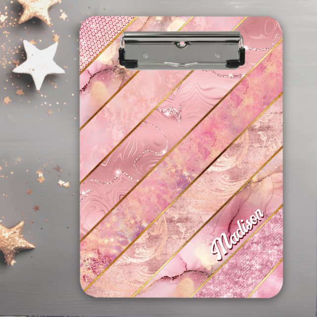 Chic rose gold girly elegant geometric clipboard (Creator Uploaded)