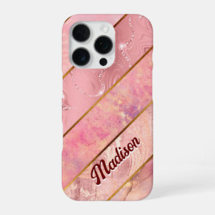 Chic rose gold girly elegant geometric iPhone 16 pro case