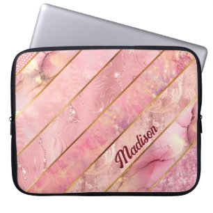 Chic rose gold girly elegant geometric laptop sleeve