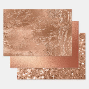 Chic Rose Gold Glam Glitter Wrapping Paper Sheet