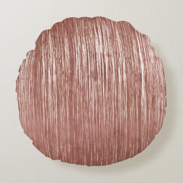 Chic Rose Gold Glam Tinsel Stripes Christmas Round Cushion (Front)
