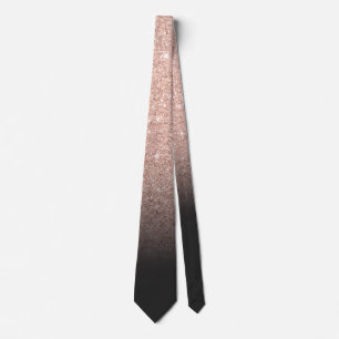 Chic rose gold glitter black ombre sparkle wedding tie
