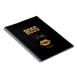 Chic Rose Gold Glitter BOSS Lady Typography Notebook