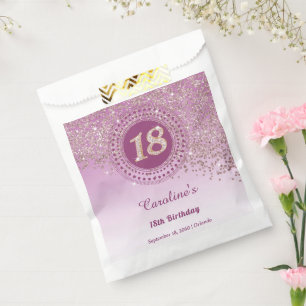 Chic Rose Gold Glitter, Dotted Frame 18th Birthday Favour Bags
