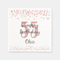 Chic Rose Gold Glitter HAPPY 55th BIRTHDAY Name
