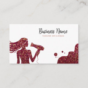 Chic Rose Gold Glitter Lady Hairdresser Appointment Card