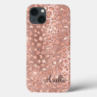 Chic Rose Gold Glitter Leopard