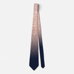 Chic rose gold glitter navy ombre sparkle wedding tie